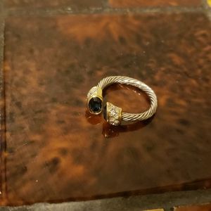 Beautiful Ring with Blue and Clear Rhinestones